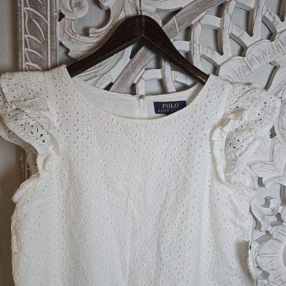 Polo Ralph Lauren Girls' Eyelet Ruffle Gingham Cotton Madras Dress Size 16 - Picture 4 of 8